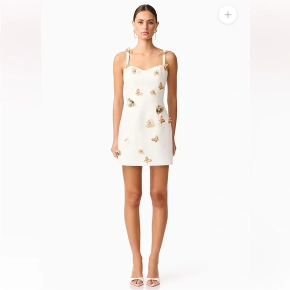 elliatt mira white sweetheart 3d floral butterfly embellished mini dress XS NEW - Picture 4 of 13